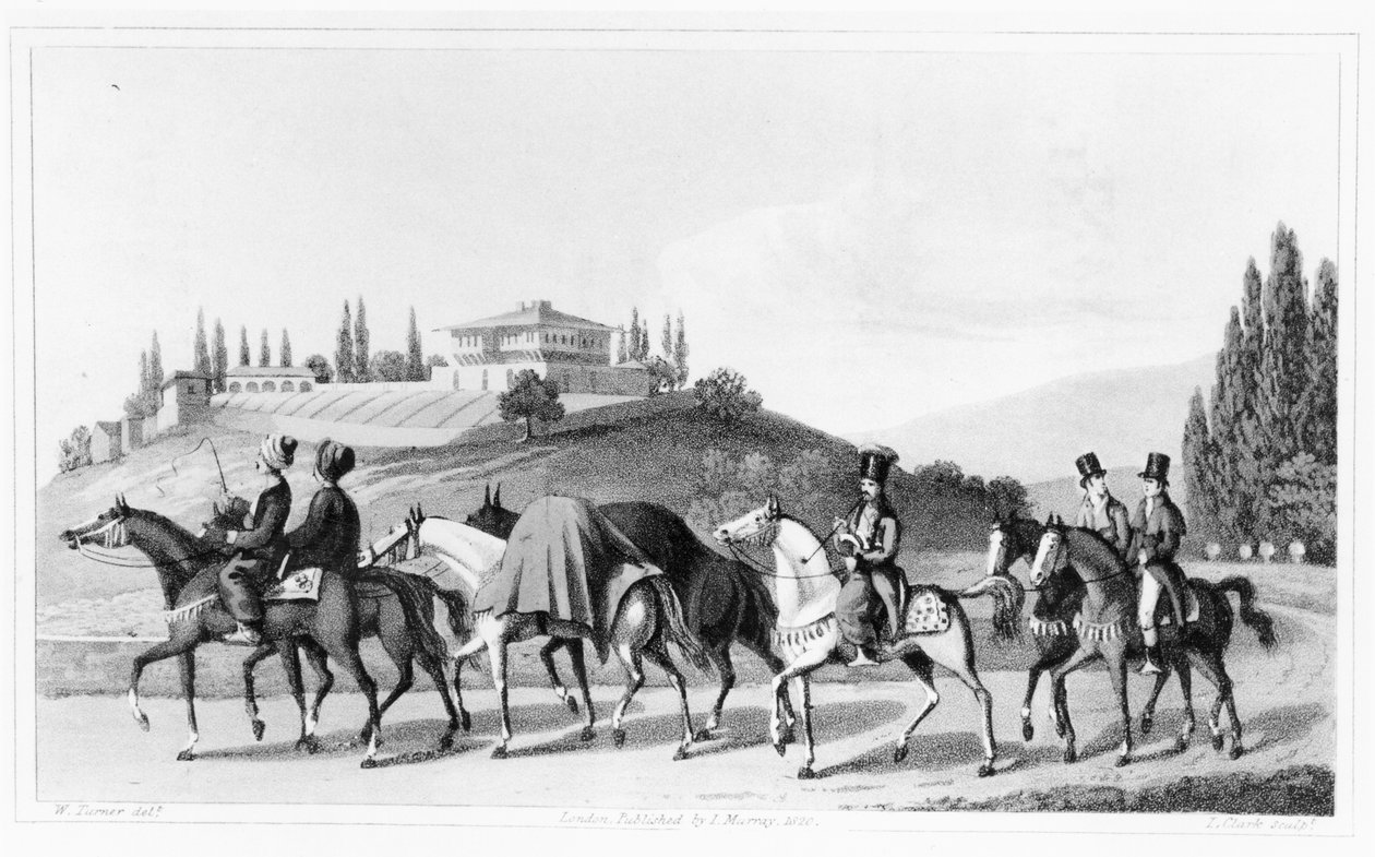 Tryb podróżowania po Turcji, z „Journal of a Tour in the Levant” Williama Turnera, sztychowane przez L. Clarka, wydane w 1820 r. autorstwa Joseph Mallord William Turner
