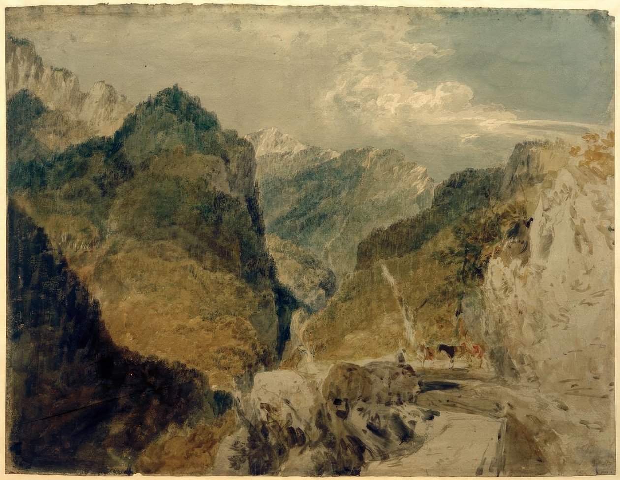 Pic de lOeillette, Gorges du Guiers Mort, patrząc z powrotem na St Laurent du Pont autorstwa Joseph Mallord William Turner