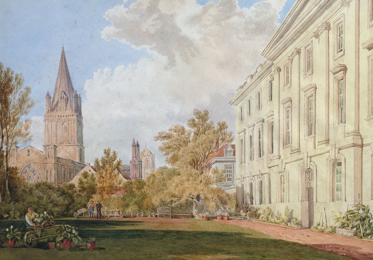 Widok na katedrę Christ Church oraz ogród i budynek stypendialny Corpus Christi College w Oksfordzie autorstwa Joseph Mallord William Turner