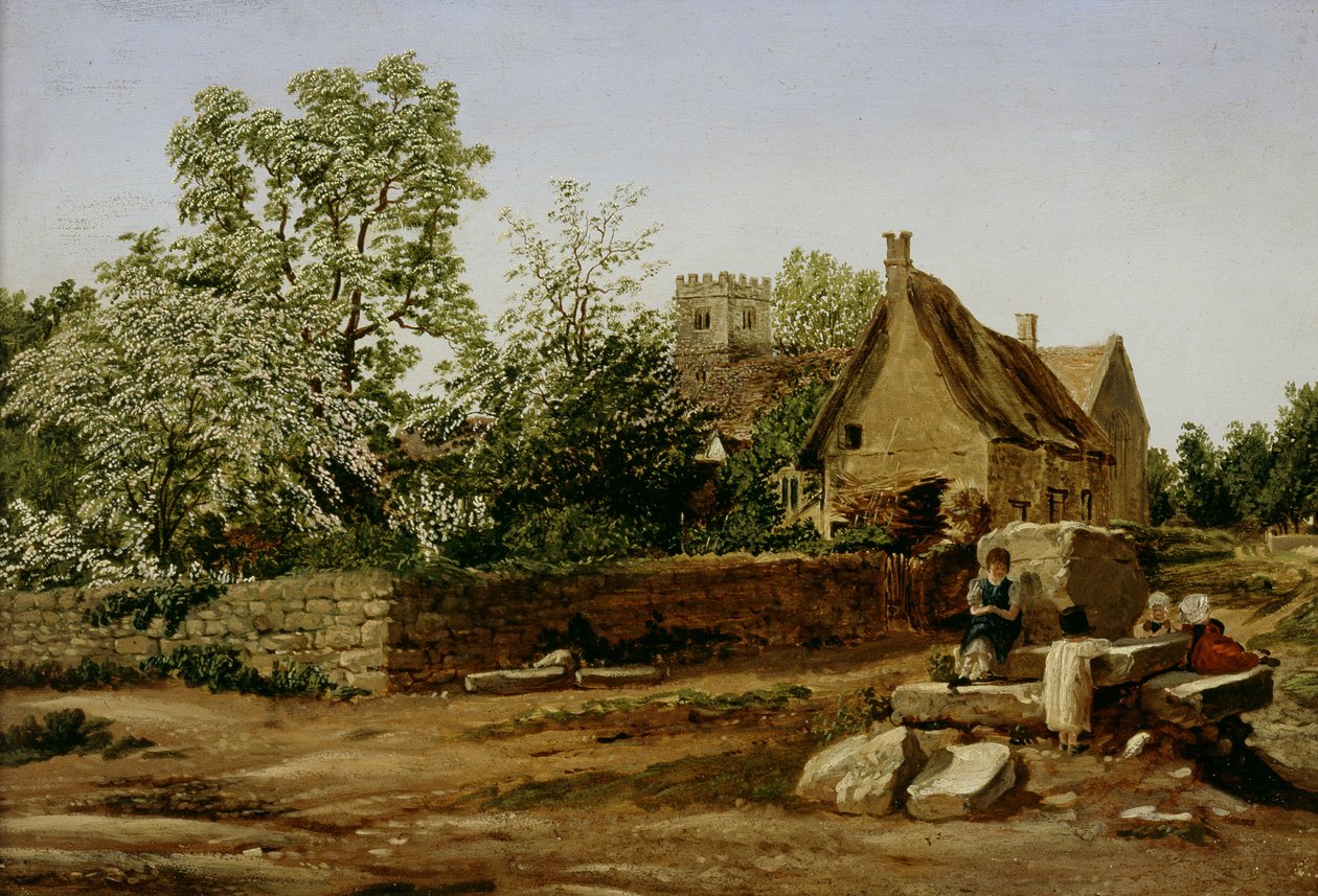 Widok na Marston, niedaleko Oxfordu (olej na tartaku) autorstwa Joseph Mallord William Turner