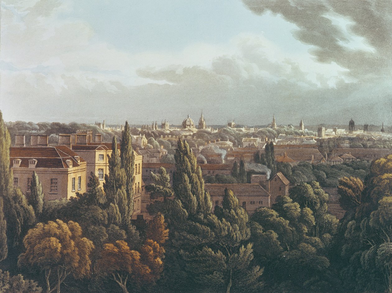 Widok Oksfordu z Galerii w Obserwatorium, rycina J. Bluck, 1 lipca 1814 (kolorystyka) autorstwa Joseph Mallord William Turner