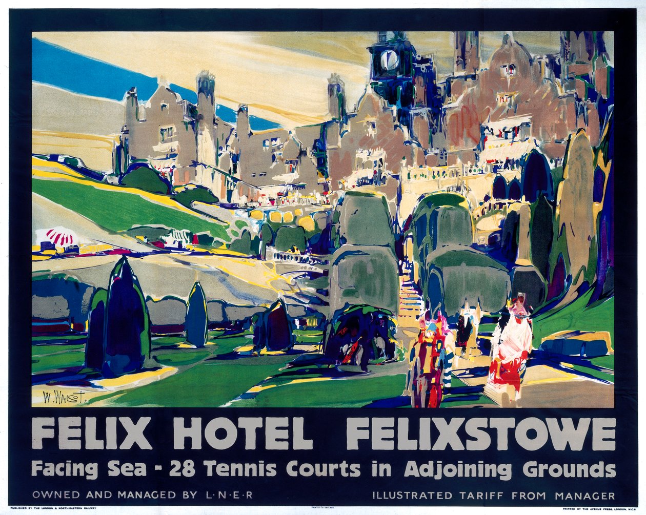 Felix Hotel, Felixstowe, plakat reklamujący London and North Eastern Railway, 1928 autorstwa William Walcot