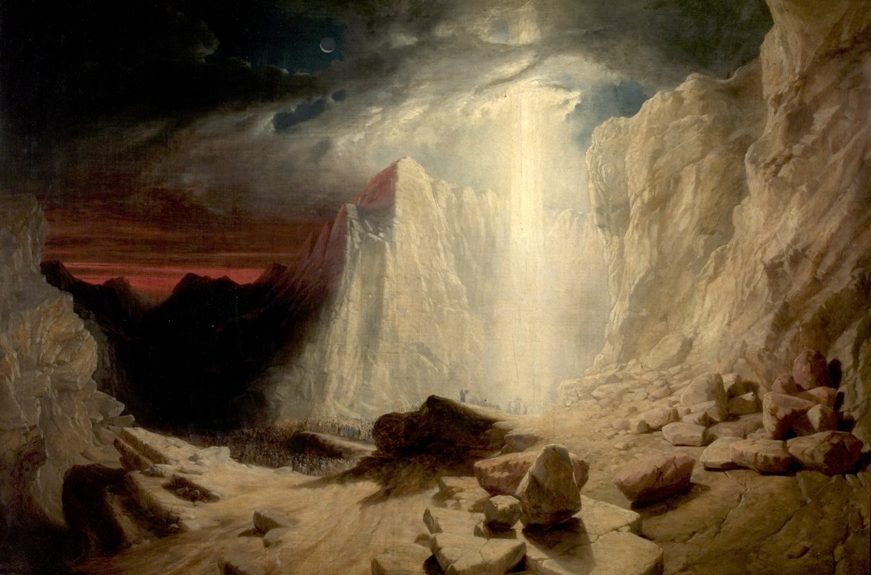 Izraelici prowadzeni nocą przez Słup Ognia, ok. 1845 r autorstwa William West