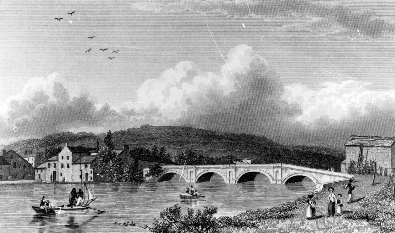 Strammongate Bridge, Kendal, grawerowane przez E. Findena, 1830 autorstwa William Westall