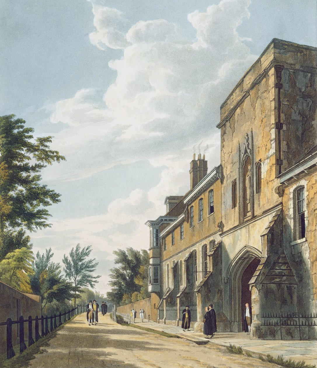 Wejście do Winchester College z Domem Naczelnika, z „Historii Winchester College”, część „Historii Kolegiów”, sztychowane przez Daniela Havella (1785-1826) wyd. R. Ackermann, 1816 (akwatinta autorstwa William Westall