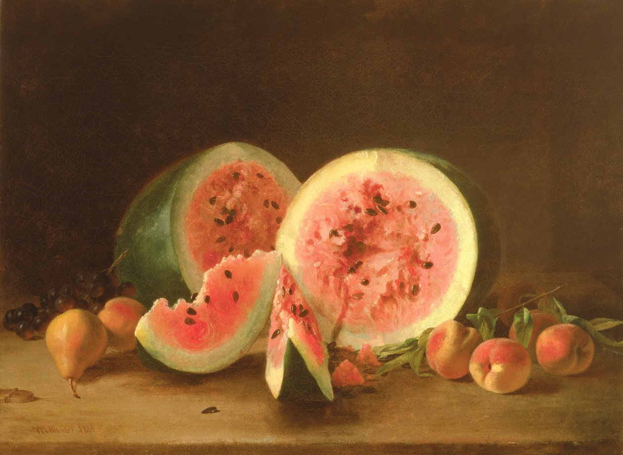 Martwa natura z arbuzem, 1865 autorstwa William Wheeler