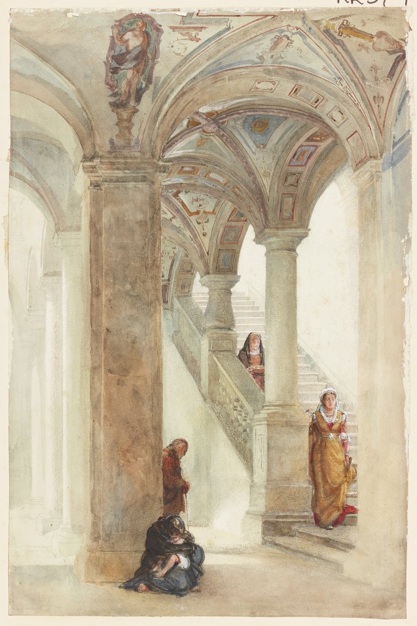 Schody Pałacu (kolor nadwozia, ołówek i wc na papierze) autorstwa William Wood Deane