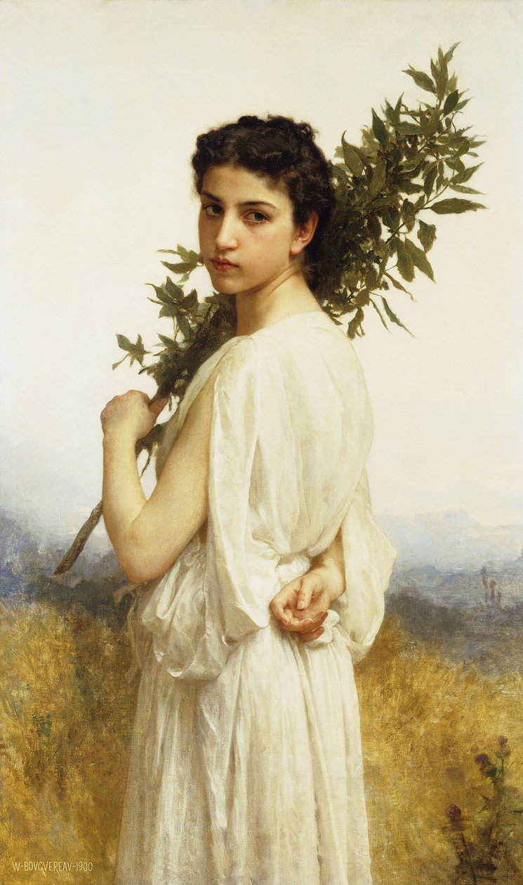 Nimfa trzymająca gałązkę laurową, 1900 autorstwa William Adolphe Bouguereau