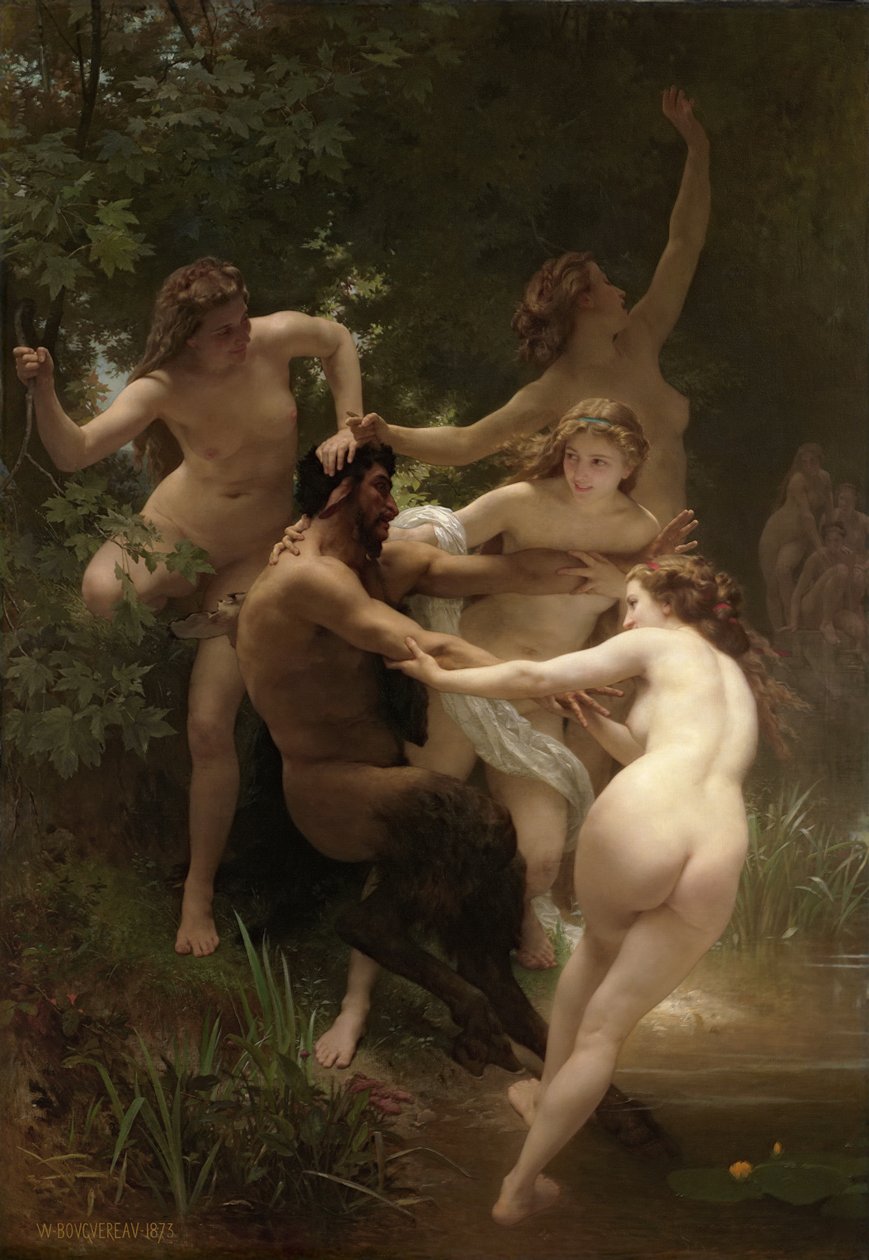 Nimfy i satyry autorstwa William-Adolphe Bouguereau