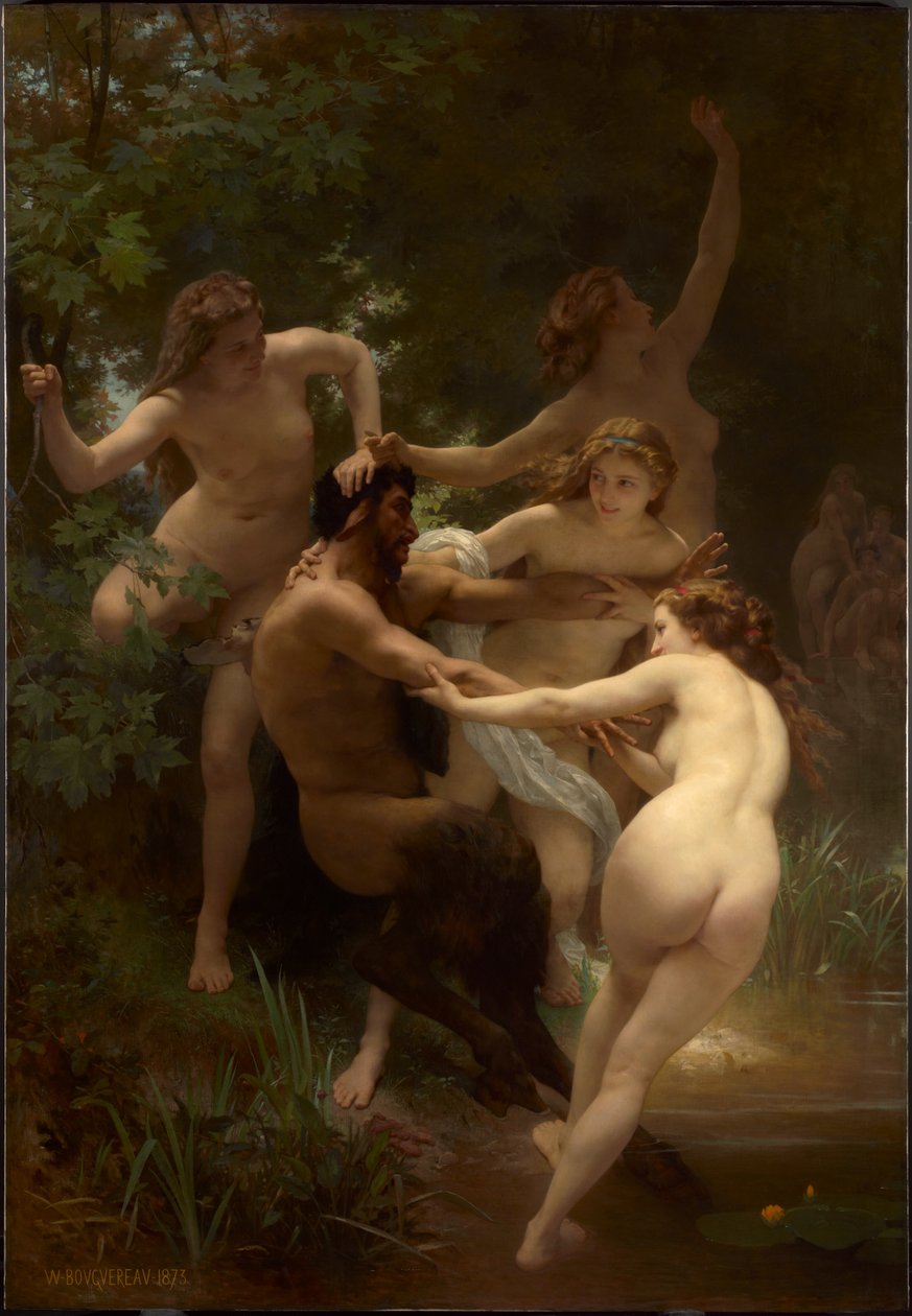 Nimfy i satyr autorstwa William-Adolphe Bouguereau