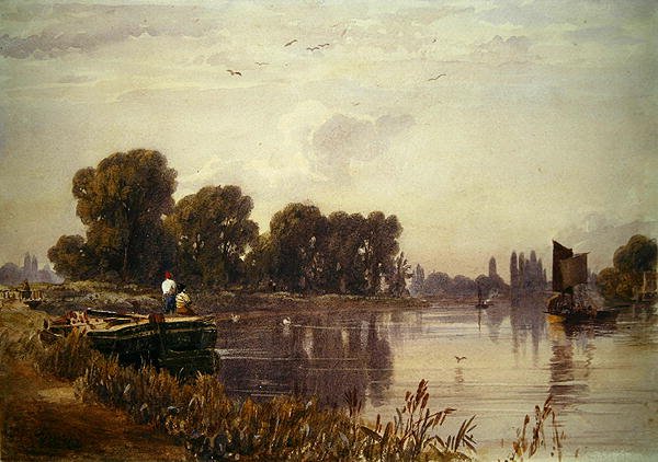 Krajobraz z rzeką (akwarela na papierze) autorstwa William  Evans