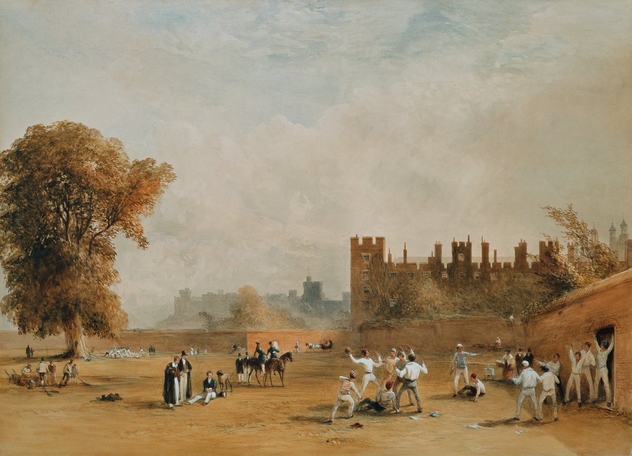 The Wall Game, Good Calx nieśmiały w bramce. ok. 1835 (akwarela) autorstwa William  Evans