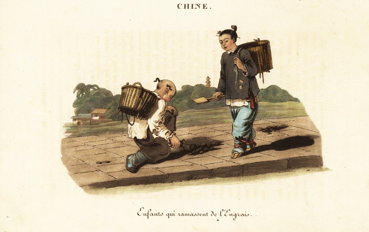 Chińskie dzieci zbierające obornik koński autorstwa William (after) Alexander