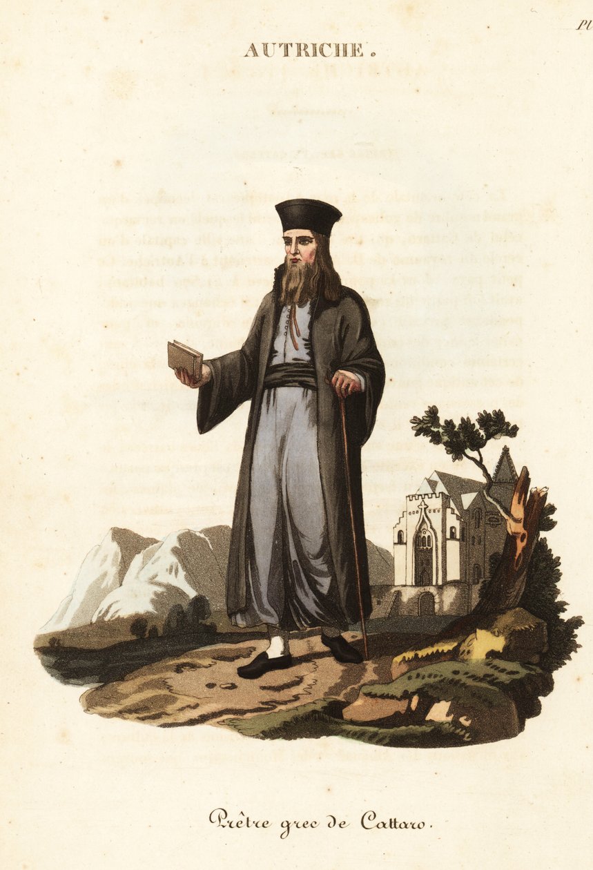 Grecki ksiądz prawosławny w Kotorze, Czarnogóra autorstwa William (after) Alexander