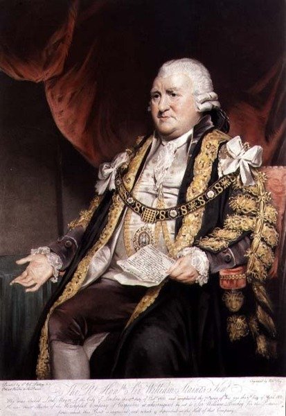 Portret Sir Williama Stainesa, burmistrza Londynu, wygrawerowany i opublikowany. 1804 Williama Saya (1768-1834) (grafika) autorstwa William (after) Beechey