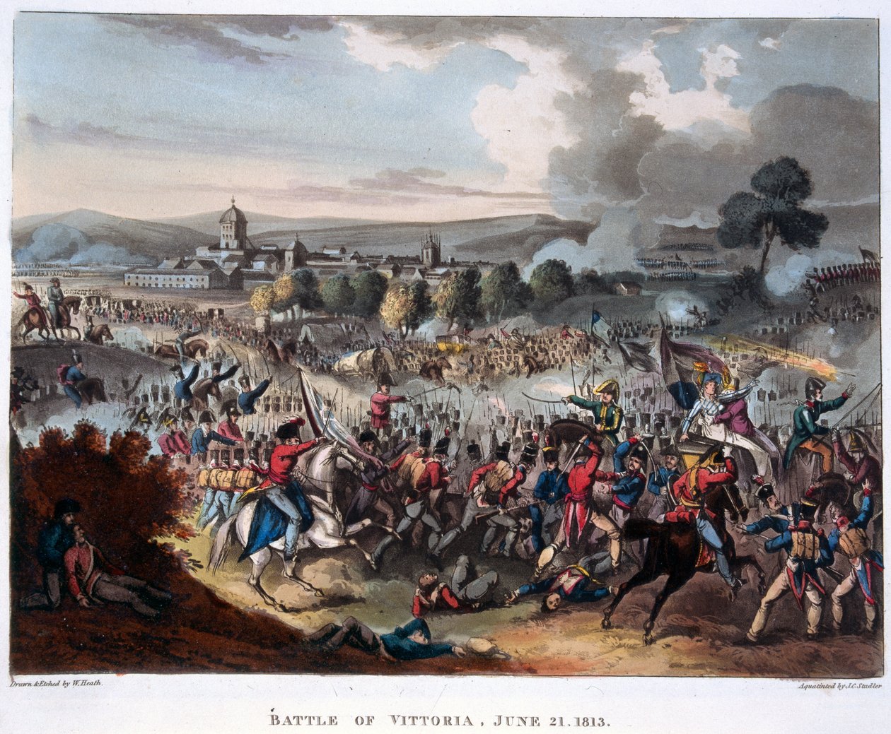 Arthur Wellesley (1769-1852) Lord Wellington Wjeżdżający do Salamanki, grawerowany przez J.C. Stadlera, opublikowany 1818 (akwatinta) autorstwa William (after) Heath