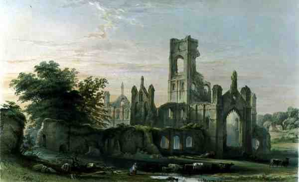 Opactwo Kirkstall z południowego wschodu, z „The Monastic Ruins of Yorkshire”, grawerowane przez George