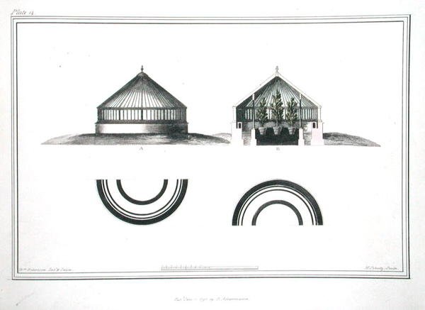 Projekt szklarni, tablica 14 z „Kolekcja różnych form pieców”, sztur. H. Schutz, wyd. R. Ackermann autorstwa William (after) Robertson