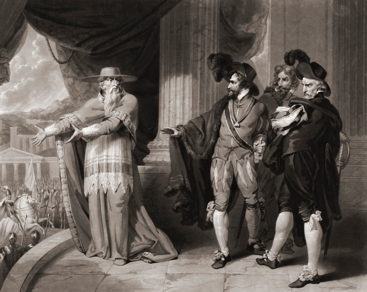 Francisco Jimenez de Cisneros odpowiada szlachcie. (wydrukować) autorstwa William (after) Ward