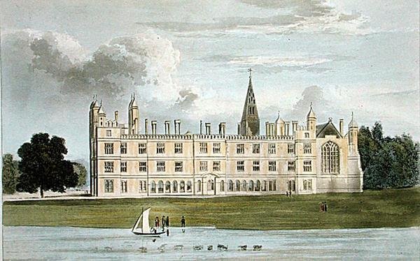 Burghley House, z "Repozytorium sztuki" Ackermanna, wydanego ok. 1826 r. (litografia kolorowa) autorstwa William (after) Westall