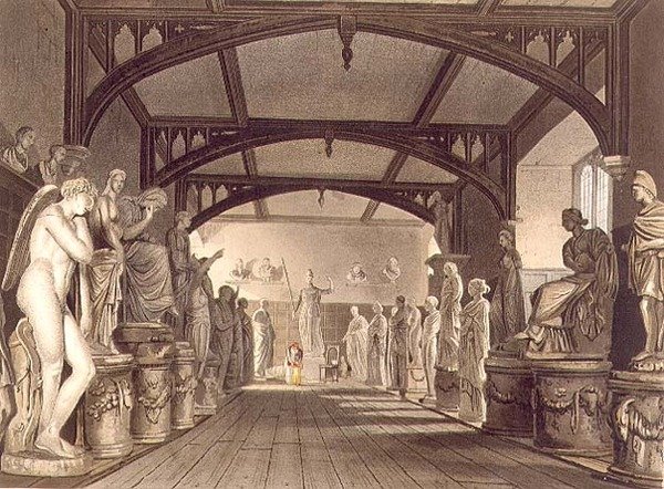 The Statue Gallery, ilustracja z „Historii Oksfordu”, rytowana przez Fredericka Christiana Lewisa (1779-1856) wyd. przez R. Ackermanna autorstwa William (after) Westall