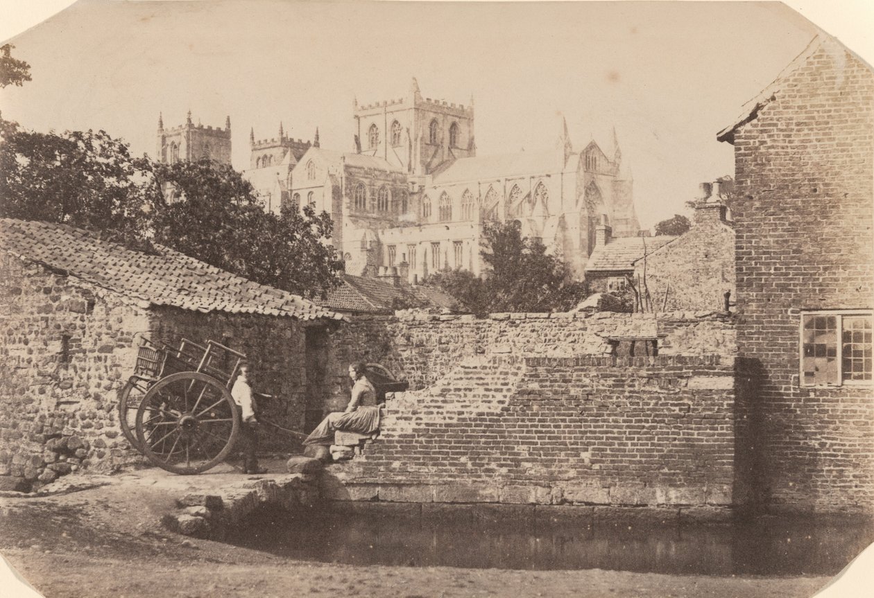 Katedra w Ripon od południowego wschodu, przylegająca do rzeki Skell, ok. 1855 (zdjęcie) autorstwa William A. Pumphrey