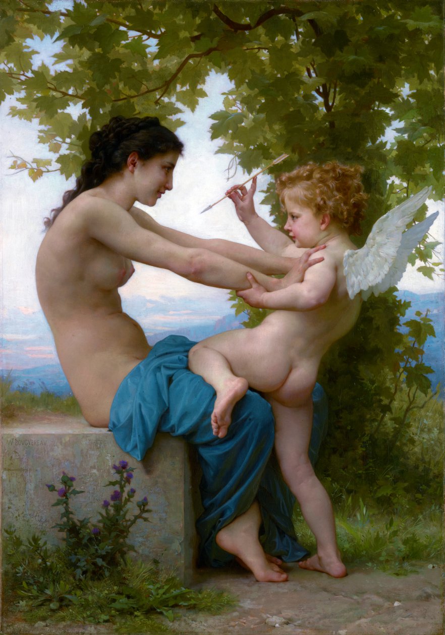 Dziewczyna broniąca się przed Erosem autorstwa William Adolphe Bouguereau