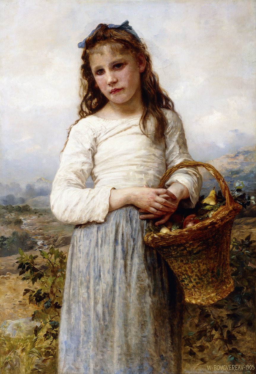 Młoda dziewczyna z koszem owoców, 1905 autorstwa William Adolphe Bouguereau