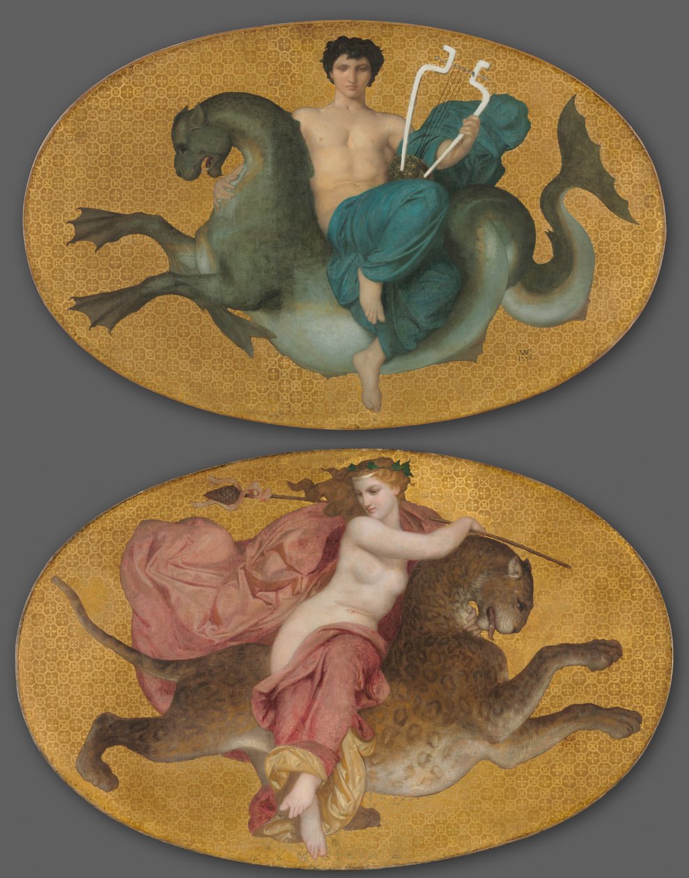 Arion na koniku morskim i bachantka na panterze (para) autorstwa William Adolphe Bouguereau