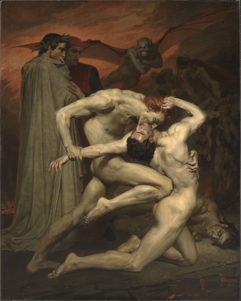 Francuski:  Dante et Virgile Dante i Wergiliusz w piekle autorstwa William Adolphe Bouguereau