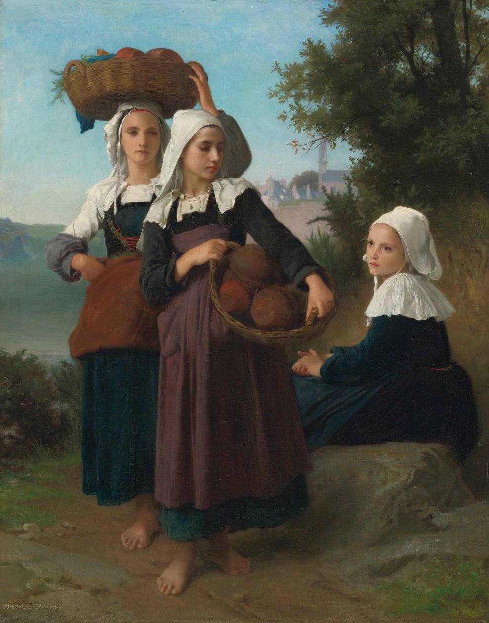 Młode dziewczyny z Fouesnant wracające z targu autorstwa William Adolphe Bouguereau