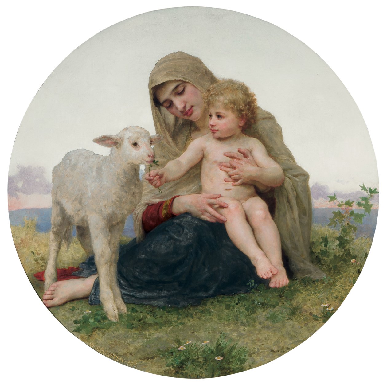 Dziewica z Barankiem, 1903 autorstwa William Adolphe Bouguereau
