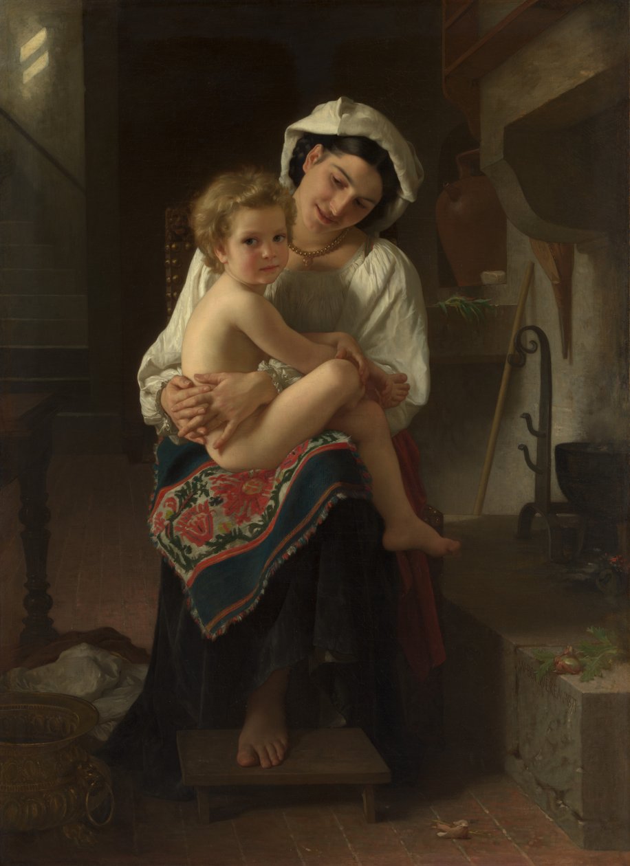 Młoda matka wpatrująca się w swoje dziecko, 1871. autorstwa William Adolphe Bouguereau