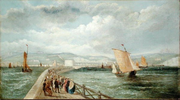 Dover z molo Admiralicji autorstwa William Adolphus Knell