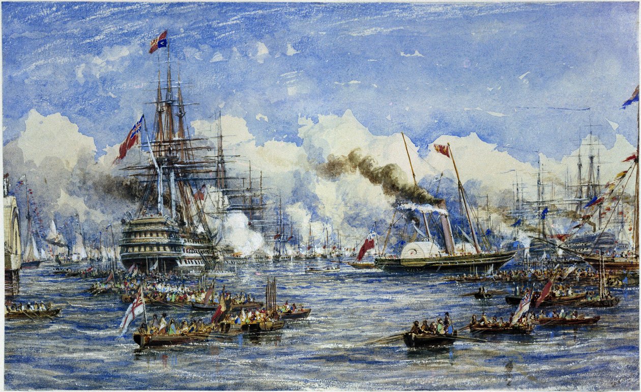 Wizyta Jej Królewskiej Mości na okręcie flagowym 11 sierpnia autorstwa William Adolphus Knell