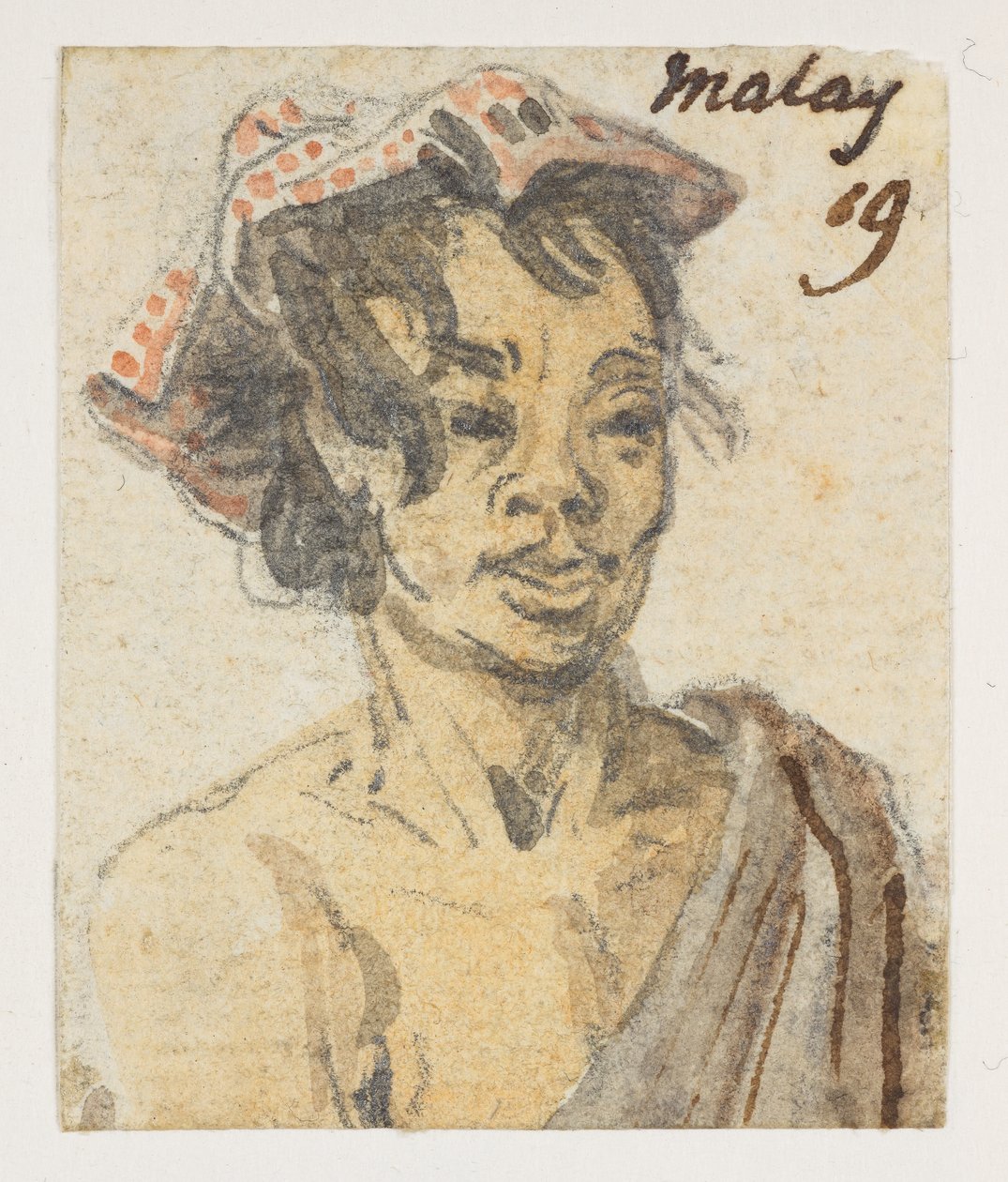 19’ malajski”.  z albumu 372 rysunków pejzaży, wybrzeży, strojów i życia codziennego wykonanych podczas ambasady Lorda Macartneya u cesarza Chin w latach 1792-1794 (ołówek i akwarela na papierze) autorstwa William Alexander