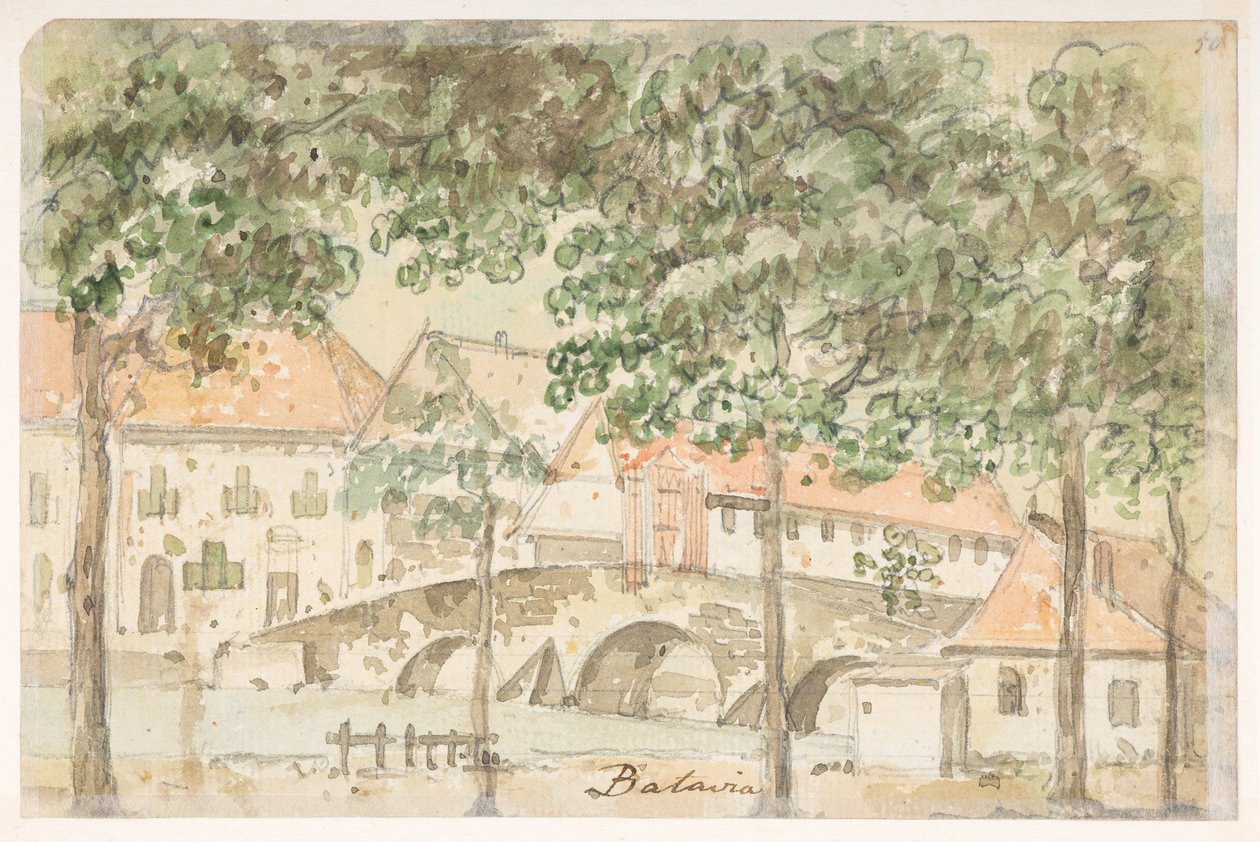 33v „Batawia”  z albumu 372 rysunków pejzaży, wybrzeży, strojów i życia codziennego wykonanych podczas ambasady Lorda Macartneya u cesarza Chin w latach 1792-1794 (ołówek i akwarela na papierze) autorstwa William Alexander