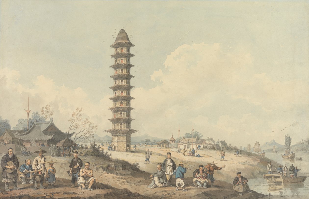 Miasto Lin Tsin, Shantung, z widokiem na kanał Grande autorstwa William Alexander