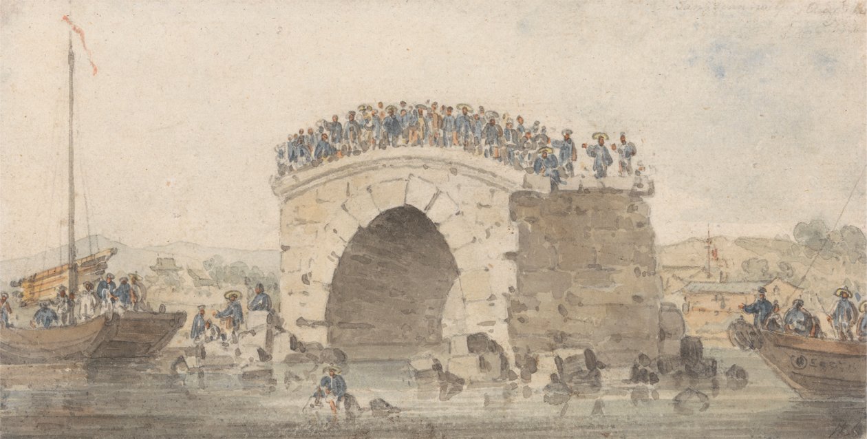 Pozostałości mostu w San-Sien-Wey na Pei-Ho niedaleko Tong-Tcheou, 15 sierpnia 1793 autorstwa William Alexander