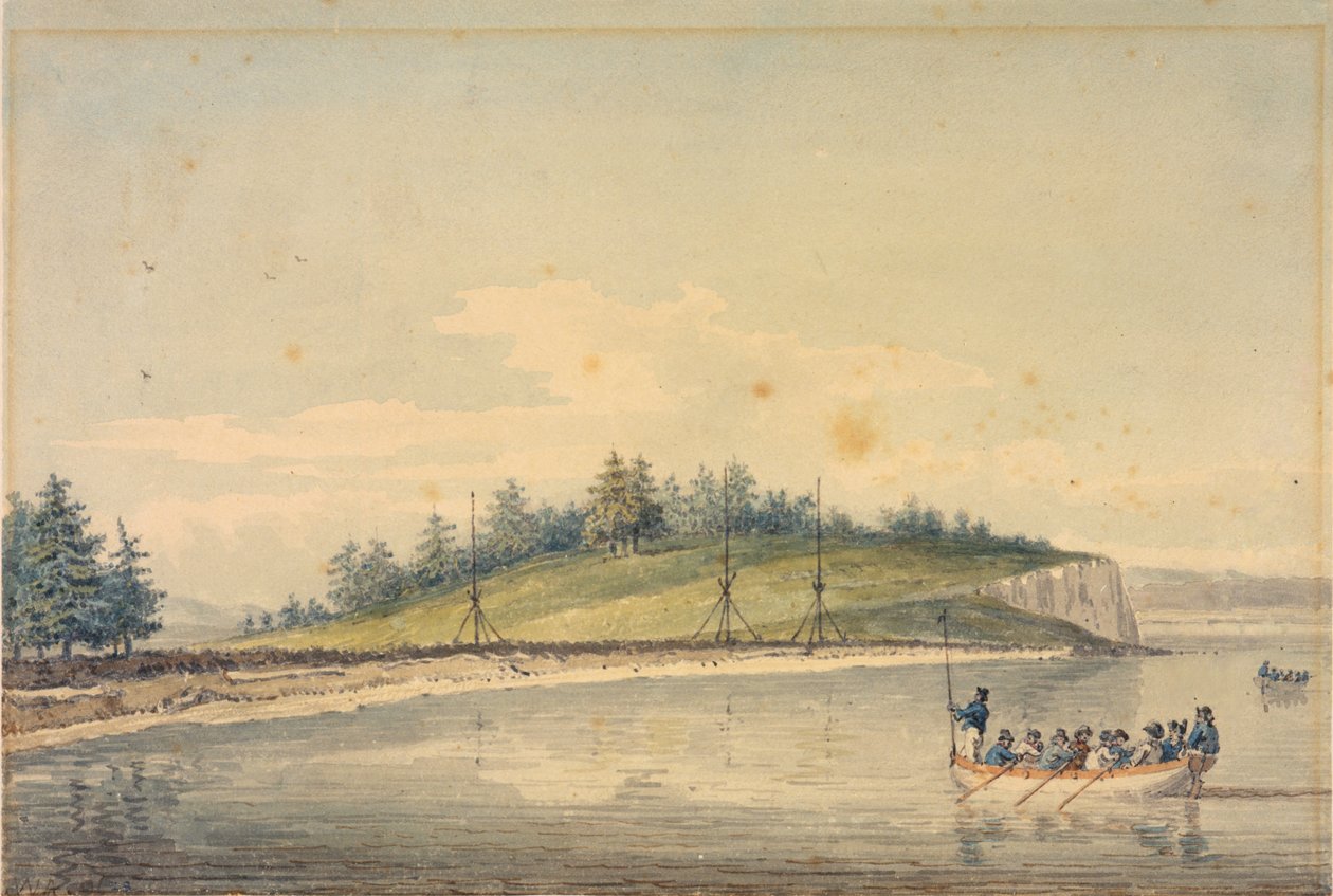 Niezwykłe podparte słupy w Port Townsend w Zatoce Gruzińskiej autorstwa William Alexander