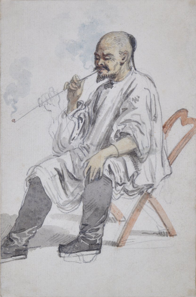 Siedzący Chińczyk palący autorstwa William Alexander