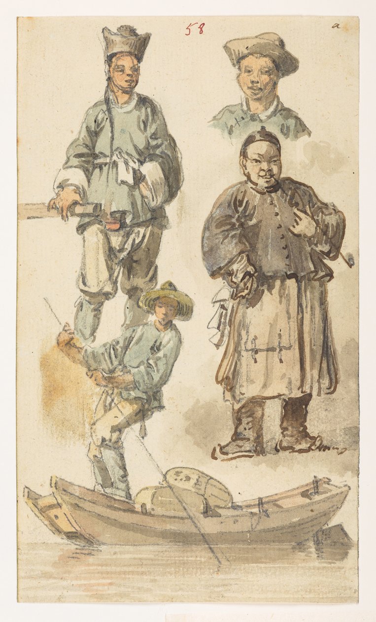 f.11 58 Studia chińskie,  z albumu 372 rysunków pejzaży, wybrzeży, strojów i życia codziennego wykonanych podczas ambasady Lorda Macartneya u cesarza Chin w latach 1792-1794 (ołówek i akwarela na papierze) autorstwa William Alexander