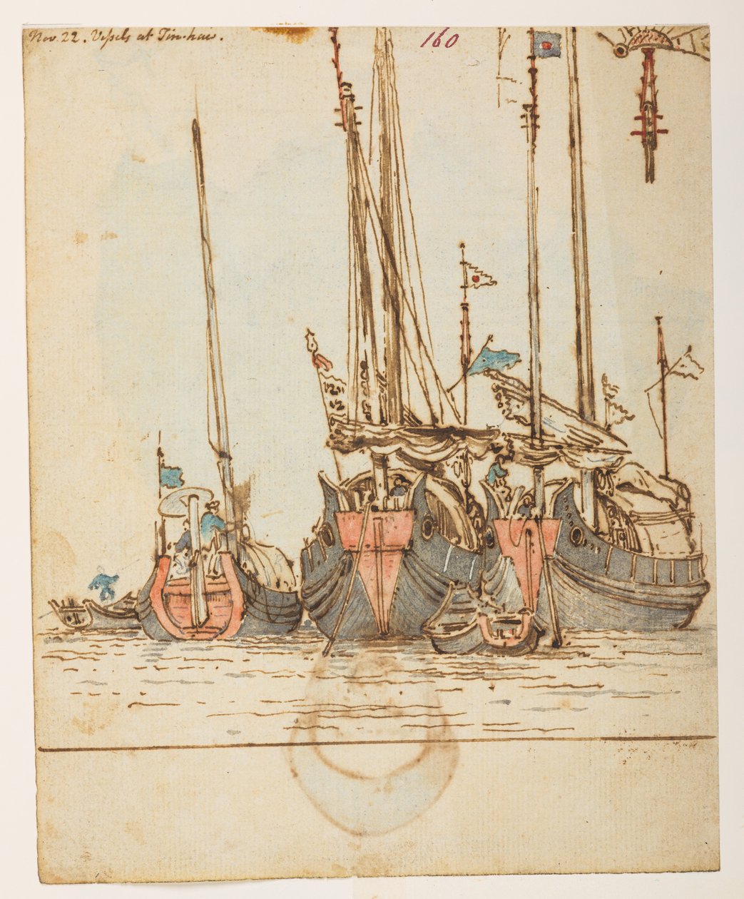 f.62 160’ 22.11. Statki w Tin-hau.”  , z albumu 372 rysunków pejzaży, wybrzeży, strojów i życia codziennego wykonanych podczas ambasady Lorda Macartneya u cesarza Chin w latach 1792-1794 (ołówek i akwarela na papierze) autorstwa William Alexander