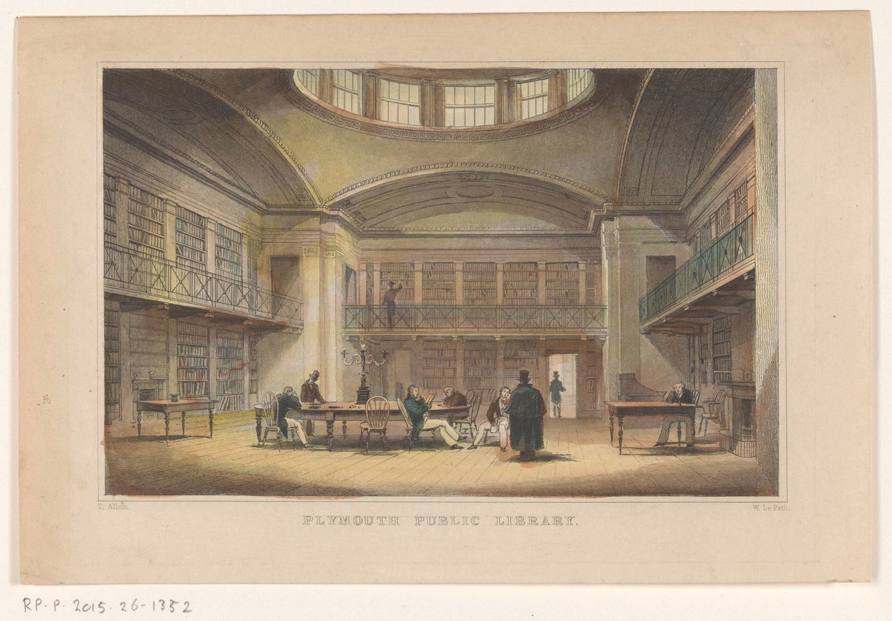 Bibliotheek van Plymouth Biblioteka Publiczna w Plymouth (tytuł na obiekcie) autorstwa William Alexander Le Petit