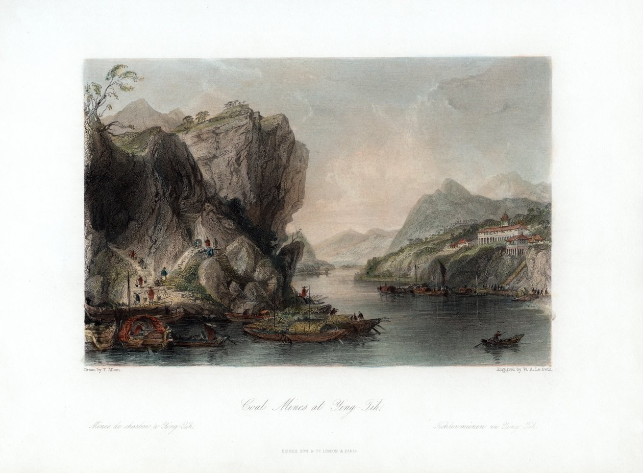 „Kopalnie węgla w Ying-Tih”, Chiny, ok. 1840 r. autorstwa William Alexander Le Petit