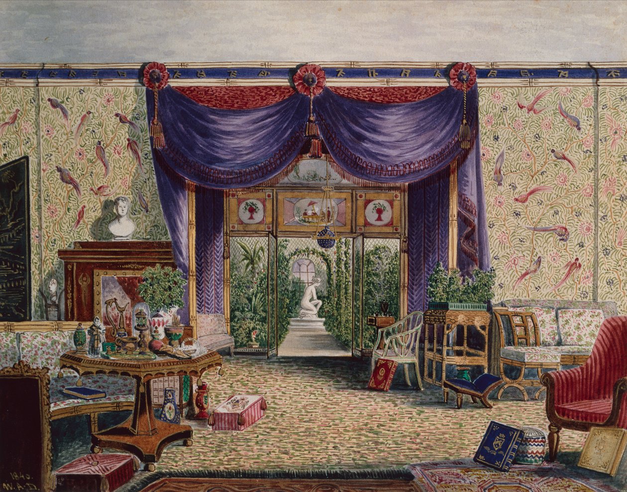 Pokój Chiński w Middleton Park, Oxfordshire autorstwa William Alfred Delamotte