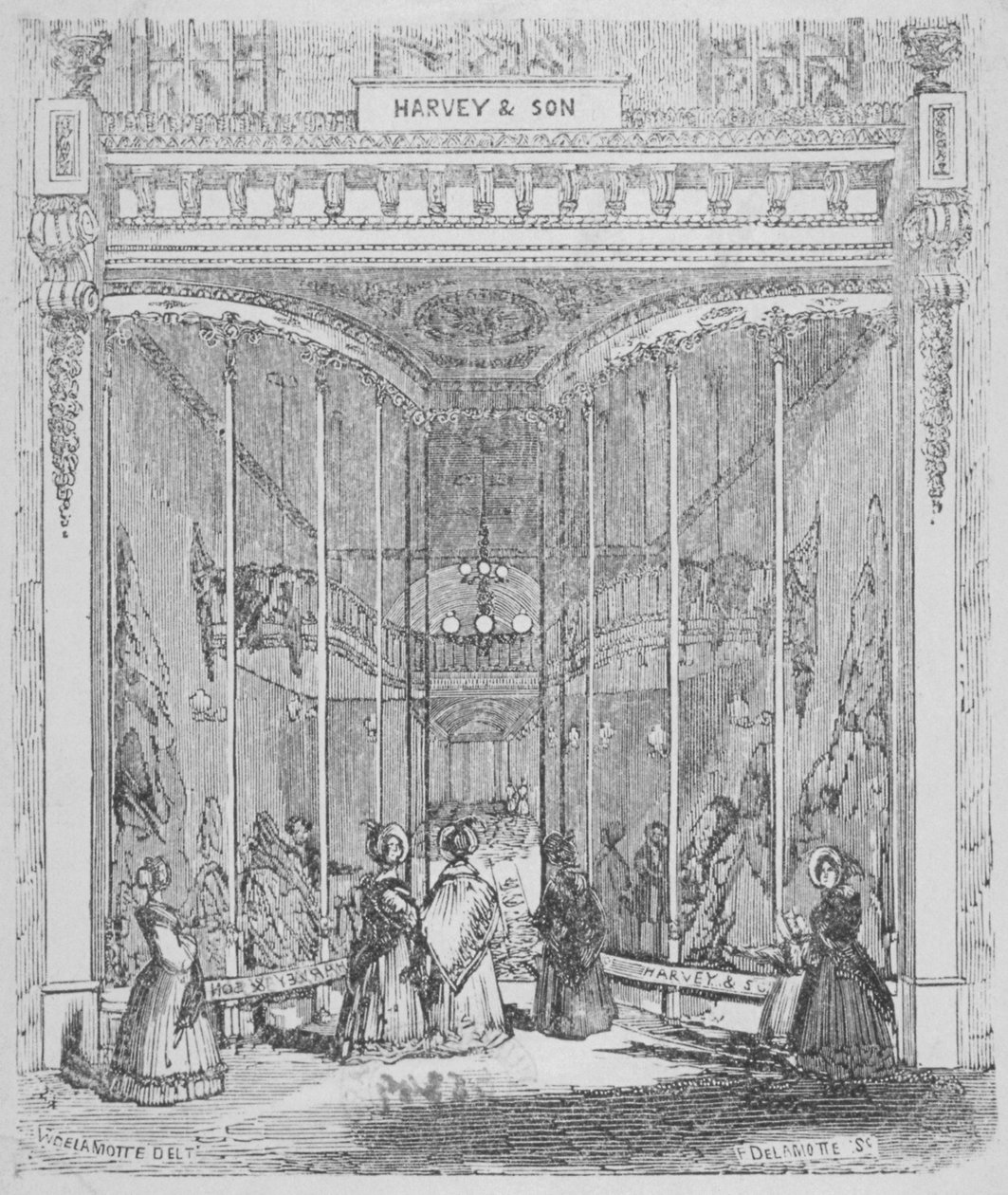 Siedziba Harvey and Son pod nr 9 Ludgate Hill, Ludgate Hill, City of London, 1845 autorstwa William Alfred Delamotte
