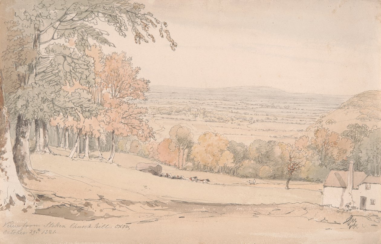 Widok ze Stokenchurch Hill, Buckinghamshire autorstwa William Alfred Delamotte