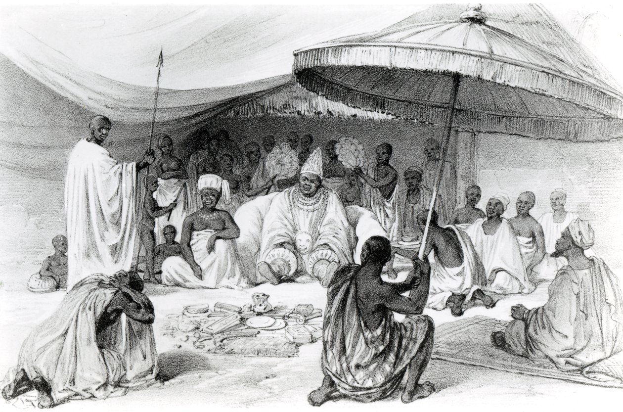 Attah, z „Malownicze widoki na rzekę Niger, naszkicowane podczas ostatniej wizyty Landera w latach 1832-33”, litografia Charlesa Haghe, 1840 autorstwa William Allen