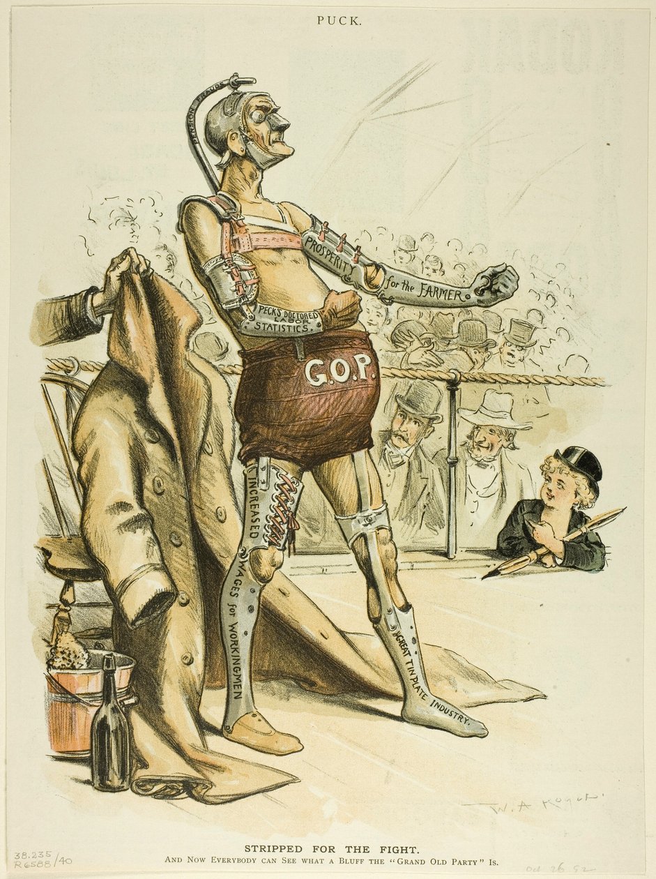 Rozebrany do walki, z Pucka autorstwa William Allen Rogers